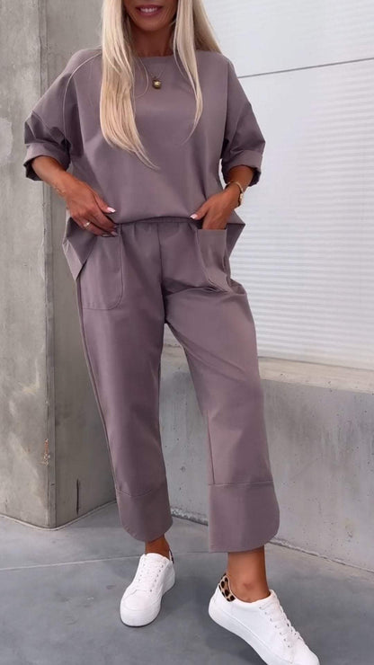 Facerya Freizeit T-Shirt und Bleistifthose Set