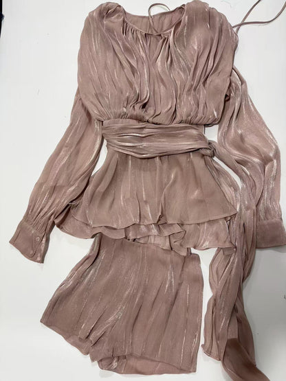 Facerya Satiniertes unregelmäßiges Mini-Kleid mit Rüschen