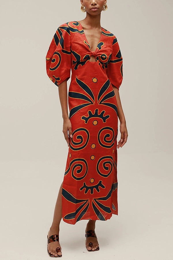 Facerya Boho Gestreiftes Kleid