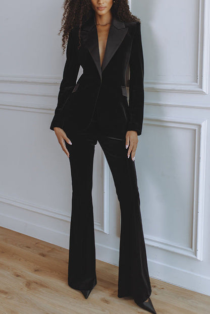 Facerya Samt-Blazer-Anzug und weite Hose