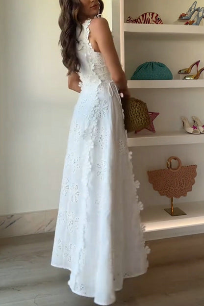 Facerya Spitzenstickerei Maxikleid
