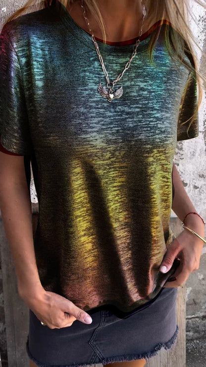 Facerya glänzendes Metallic-Glitzer-T-Shirt