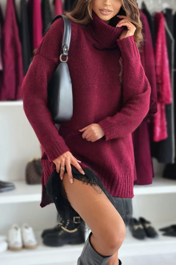 Facerya Oversize-Pullover mit Stehkragen