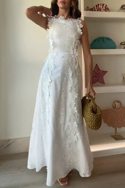 Facerya Spitzenstickerei Maxikleid