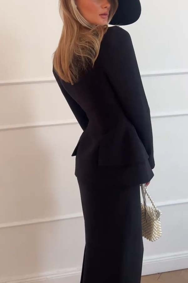 Facerya Zweiknopf-Blazer- und Rock-Set