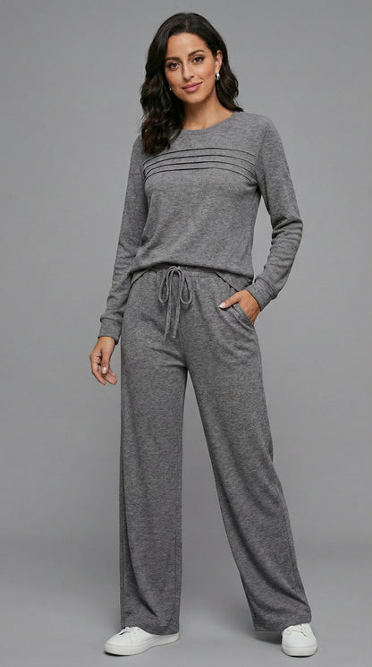 Serene Lounge-Set – Weiches Oberteil & Hose mit Kordelzug